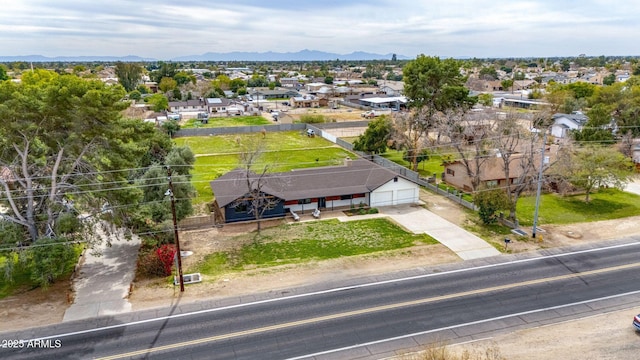 bird's eye view with a residential view and a mountain view