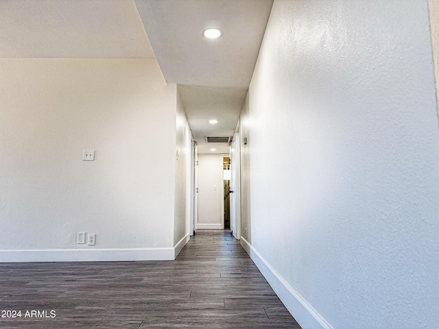 1737 N Trevor Dr, Mesa, AZ 85201 - corridor with baseboards, dark wood-style flooring, and recessed lighting