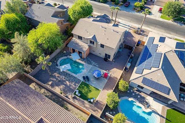 bird's eye view with a residential view