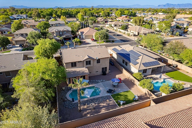 aerial view with a residential view and a mountain view