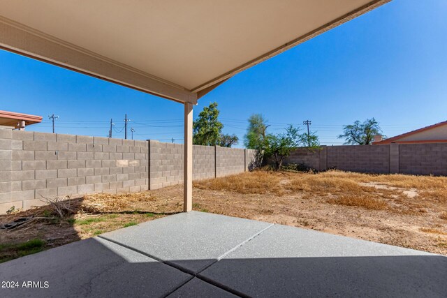 view of yard with a patio area and a fenced backyard