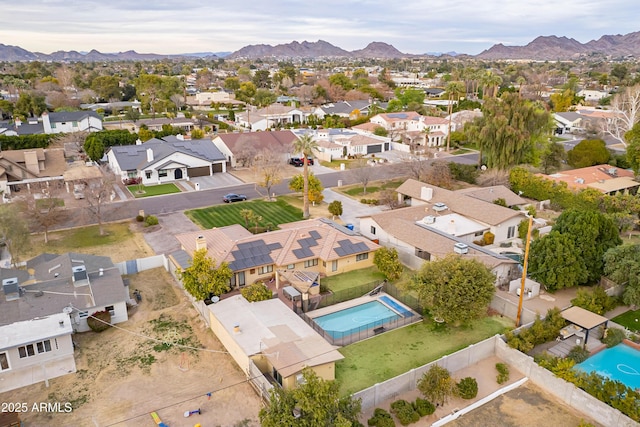 bird's eye view with a mountain view