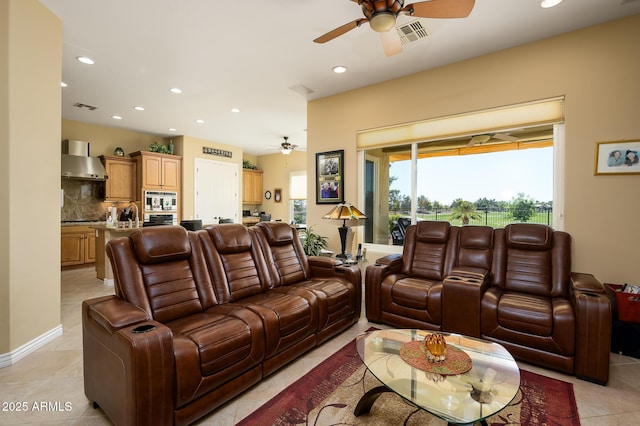 view of tiled living room