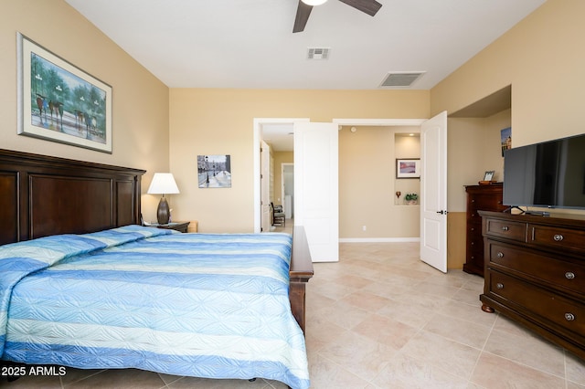 bedroom featuring ceiling fan