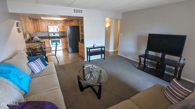 living room with light hardwood / wood-style flooring