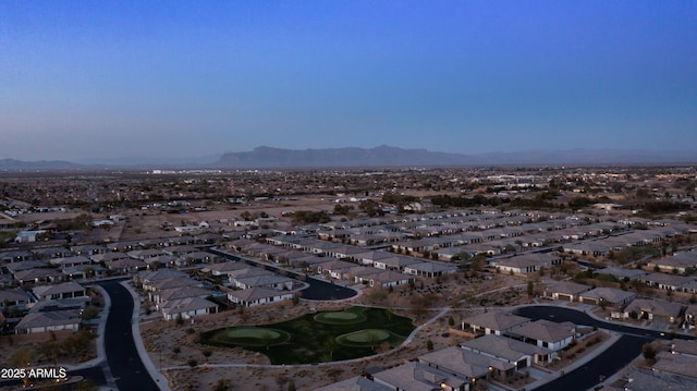 drone / aerial view with a residential view and a mountain view