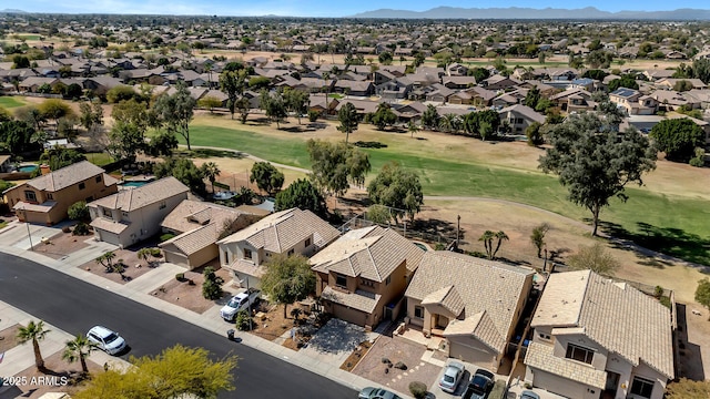 birds eye view of property featuring a residential view and golf course view