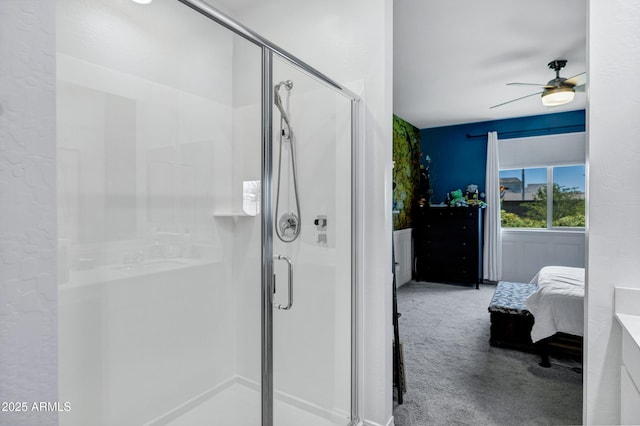 6145 S Adelle, Mesa, AZ 85212 - full bathroom featuring ensuite bathroom, a shower stall, and a ceiling fan