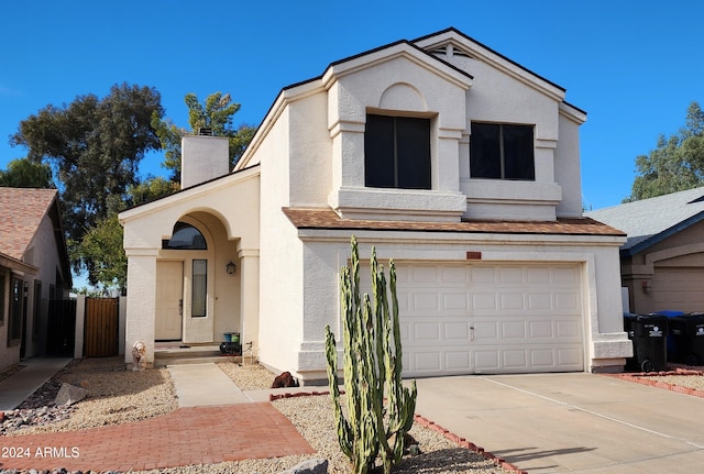 view of property featuring a garage