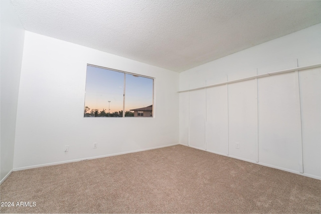 carpeted spare room with a textured ceiling