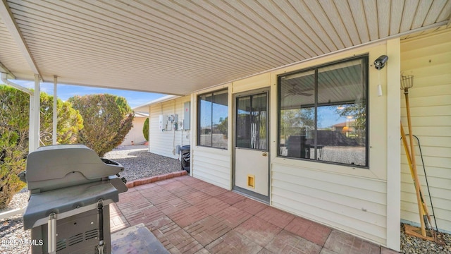 view of patio with area for grilling