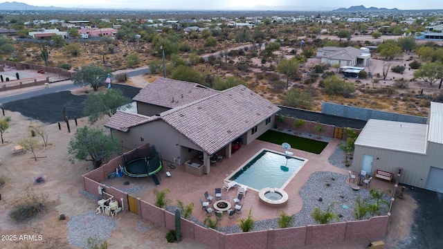 bird's eye view with a mountain view