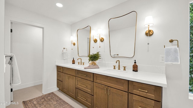 5109 E Blanche Dr, Scottsdale, AZ 85254 - full bathroom featuring double vanity, recessed lighting, and baseboards