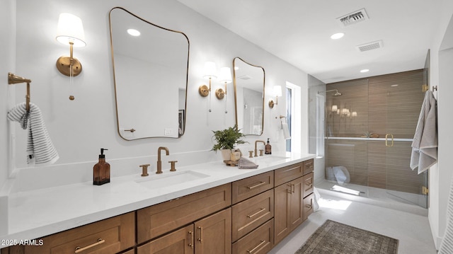 5109 E Blanche Dr, Scottsdale, AZ 85254 - full bathroom with double vanity, a stall shower, and recessed lighting