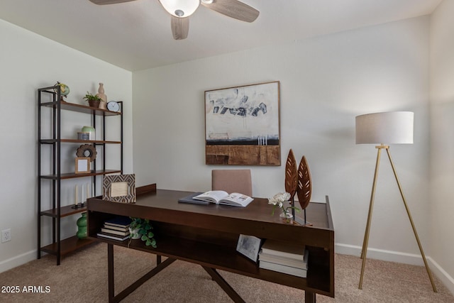 2301 E University Dr Unit 233, Mesa, AZ 85213 - home office featuring carpet floors, ceiling fan, and baseboards