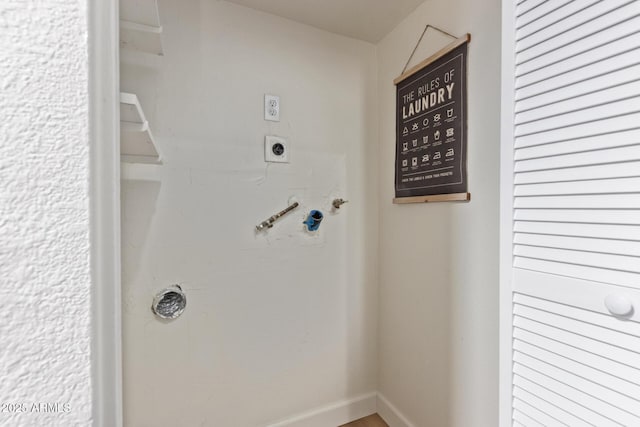 2301 E University Dr Unit 233, Mesa, AZ 85213 - laundry room with hookup for an electric dryer, hookup for a washing machine, and baseboards