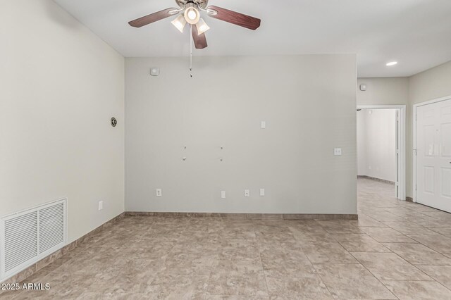 9550 E Thunderbird Rd Unit 149, Scottsdale, AZ 85260 - spare room with baseboards, visible vents, and ceiling fan