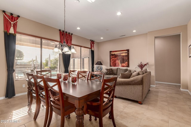 view of tiled dining room