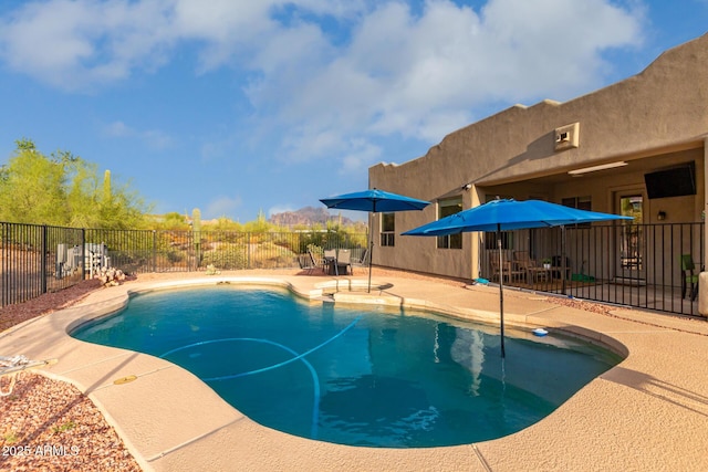 view of swimming pool featuring a patio