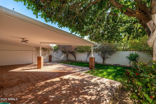 view of patio featuring a fenced backyard