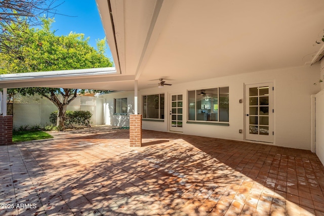 view of patio featuring a ceiling fan