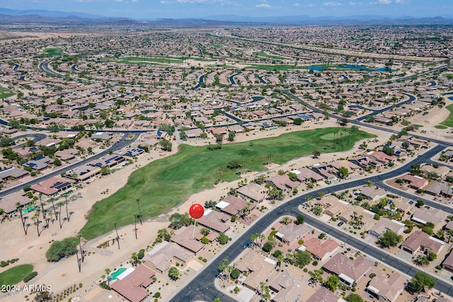 bird's eye view featuring a residential view and a mountain view