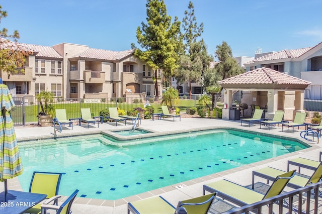 view of pool with a gazebo and a patio