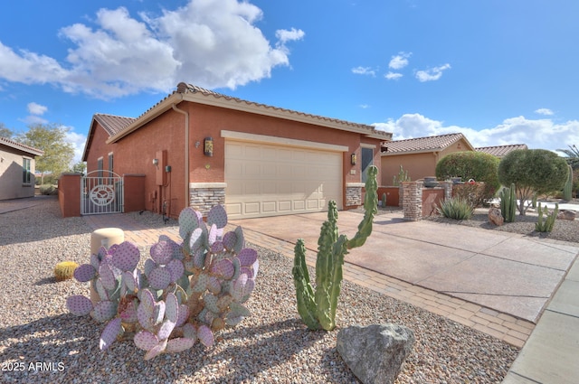 view of front of property with a garage