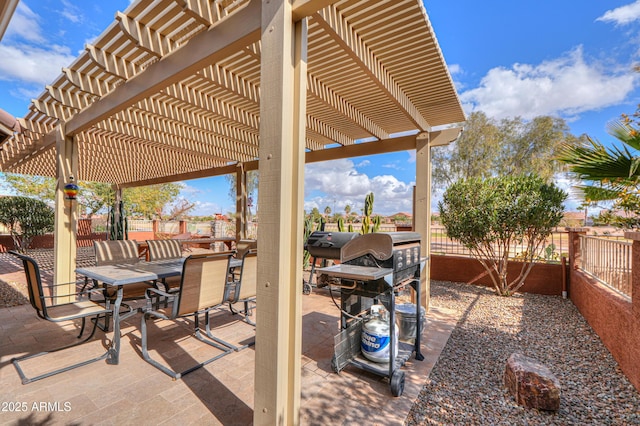 view of patio / terrace featuring a pergola