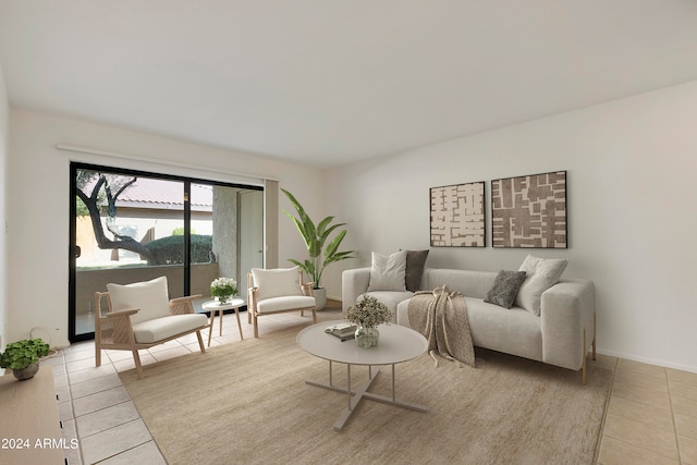 view of tiled living room