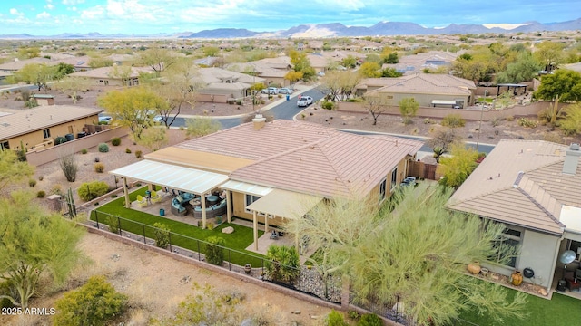 aerial view with a residential view and a mountain view