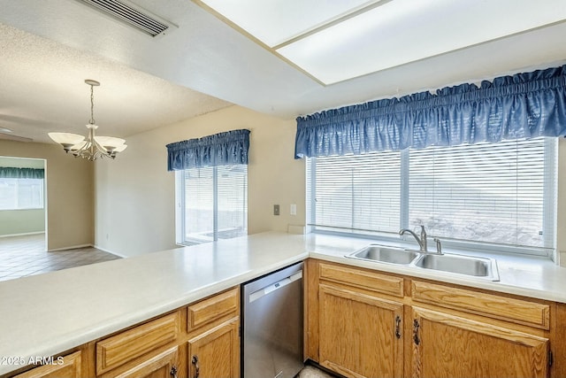 kitchen featuring a sink, plenty of natural light, and dishwasher