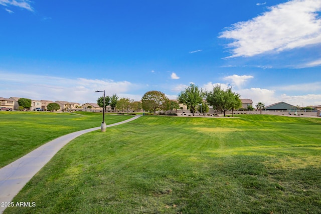 view of property's community with a yard and a residential view