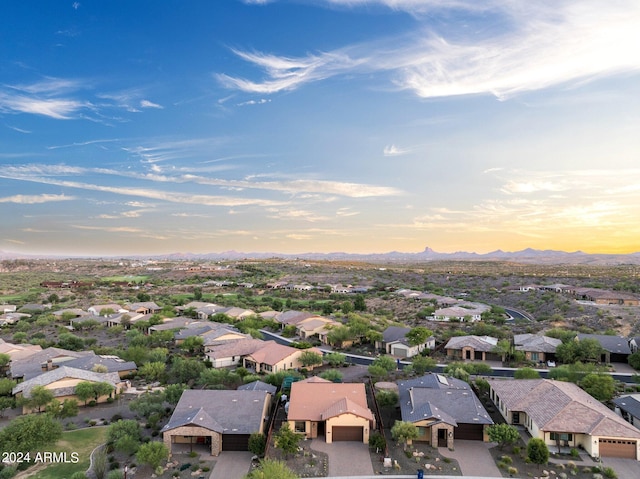 view of aerial view at dusk