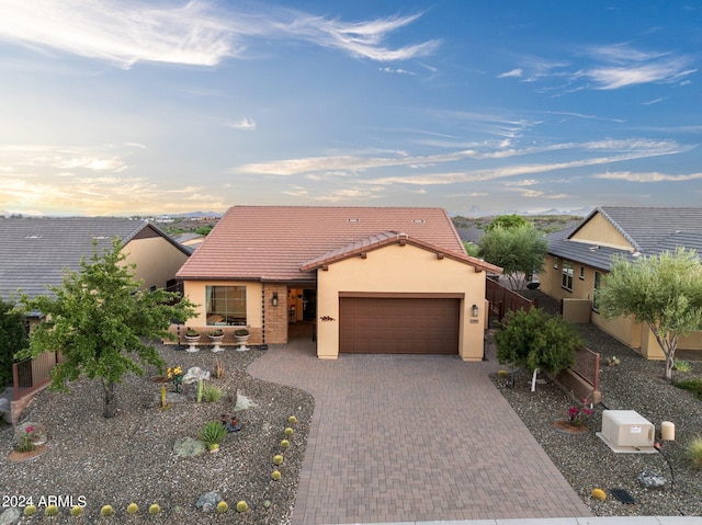 view of front of house with a garage