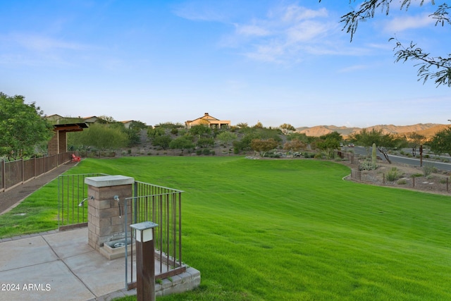 view of yard featuring a mountain view