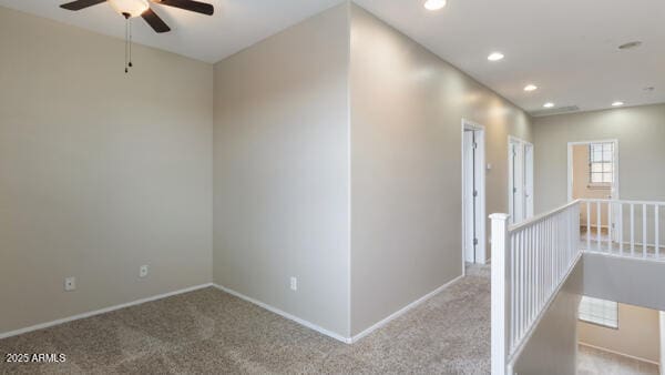 15105 W Glenrosa Ave, Goodyear, AZ 85395 - hall featuring carpet, recessed lighting, baseboards, and an upstairs landing