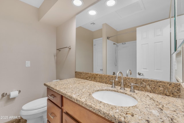 15232 S 36th Pl, Phoenix, AZ 85044 - full bath with vanity, toilet, a shower, and recessed lighting