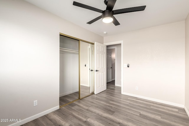 2914 W Marlette Ave, Phoenix, AZ 85017 - unfurnished bedroom featuring light wood-style floors, baseboards, and a closet