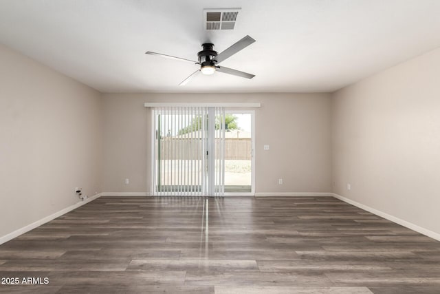 2914 W Marlette Ave, Phoenix, AZ 85017 - empty room with baseboards, ceiling fan, visible vents, and wood finished floors