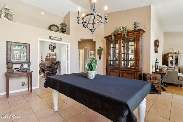 4401 E Barwick Dr, Cave Creek, AZ 85331 - game room featuring a chandelier, light tile patterned floors, pool table, and baseboards