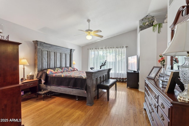 4401 E Barwick Dr, Cave Creek, AZ 85331 - bedroom featuring lofted ceiling, light wood finished floors, and ceiling fan