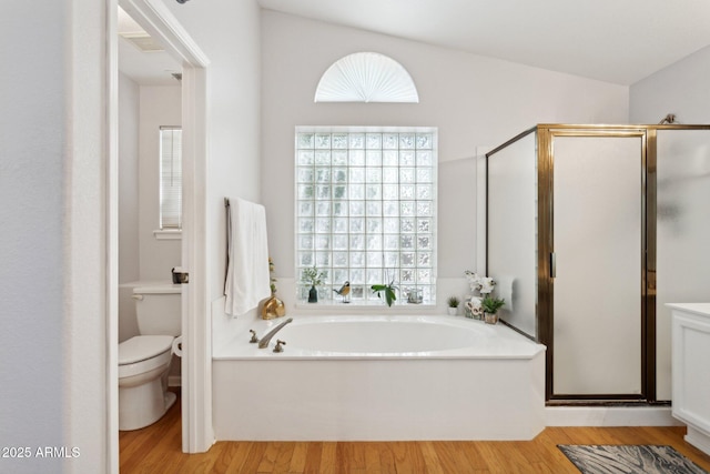 4401 E Barwick Dr, Cave Creek, AZ 85331 - bathroom with a garden tub, a stall shower, and toilet