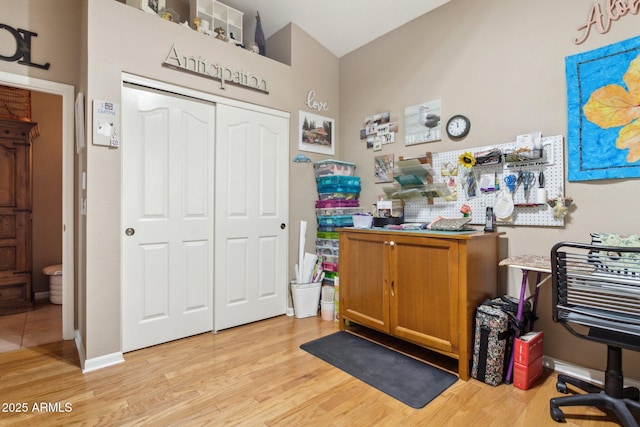 4401 E Barwick Dr, Cave Creek, AZ 85331 - office space featuring light wood finished floors, baseboards, and high vaulted ceiling