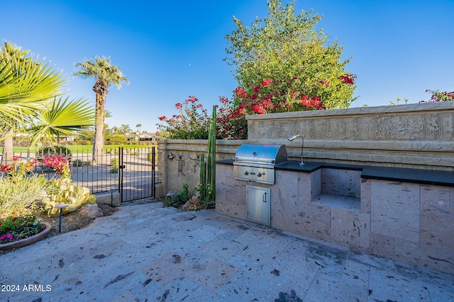 view of patio / terrace with area for grilling and a grill