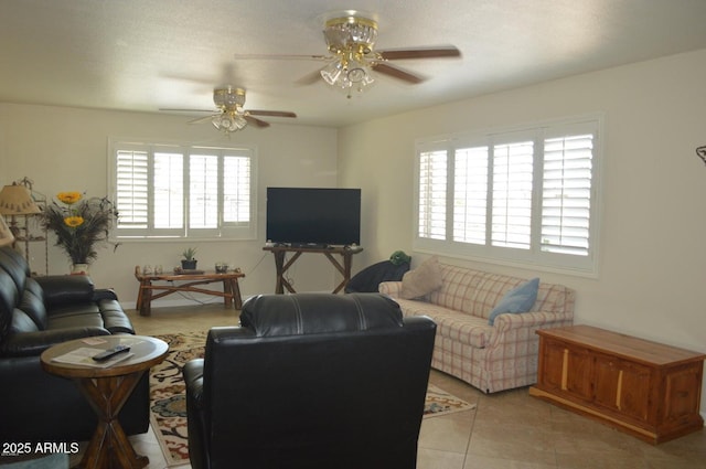 221 N Mountain Rd, Apache Junction, AZ 85120 - living room with plenty of natural light, a ceiling fan, and tile patterned flooring