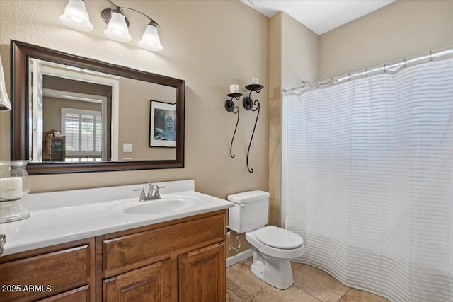 11025 E Nichols Ave, Mesa, AZ 85209 - full bath with vanity, toilet, curtained shower, and tile patterned flooring