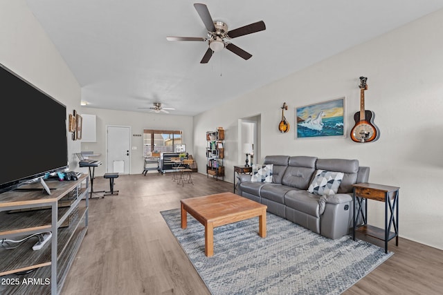 living room with wood finished floors