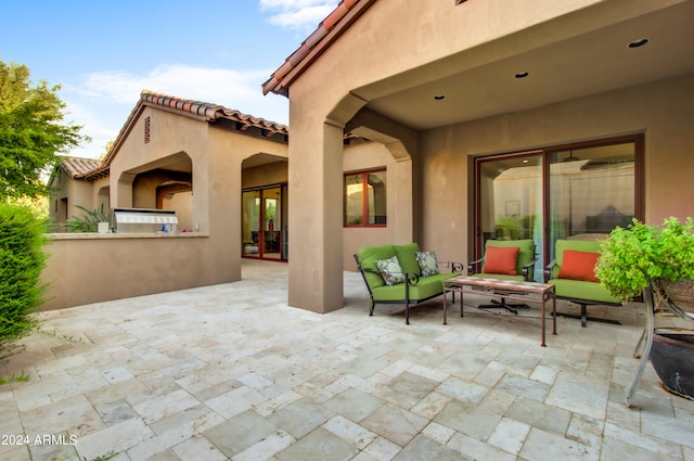 view of patio / terrace with outdoor lounge area and french doors