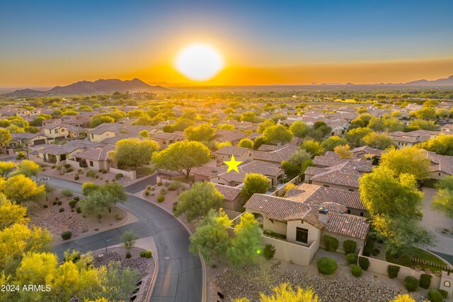 3129 S Honeysuckle Ct, Gold Canyon, AZ 85118 - aerial view at dusk with a residential view and a mountain view